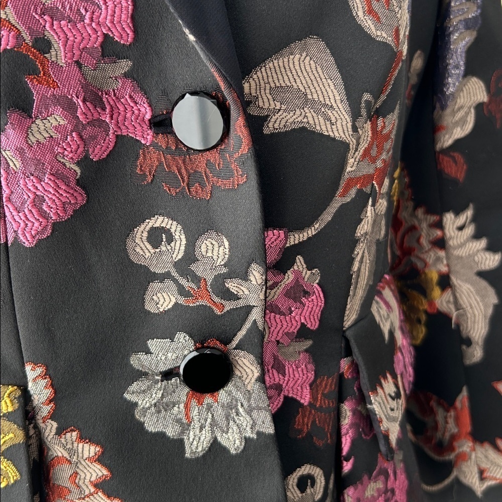 Carlisle New York floral jacquard blazer black multicolor size 6 - Picture 5 of 13